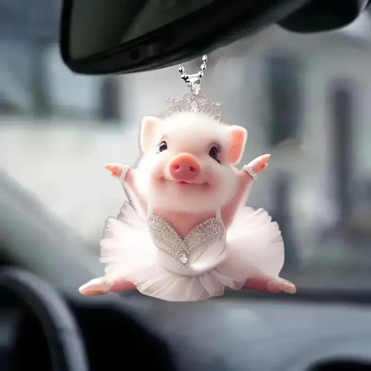 Cute Piggy Car Interior Acrylic Charm Pendant Key Charm Cute Keychain Cute Car Accessories