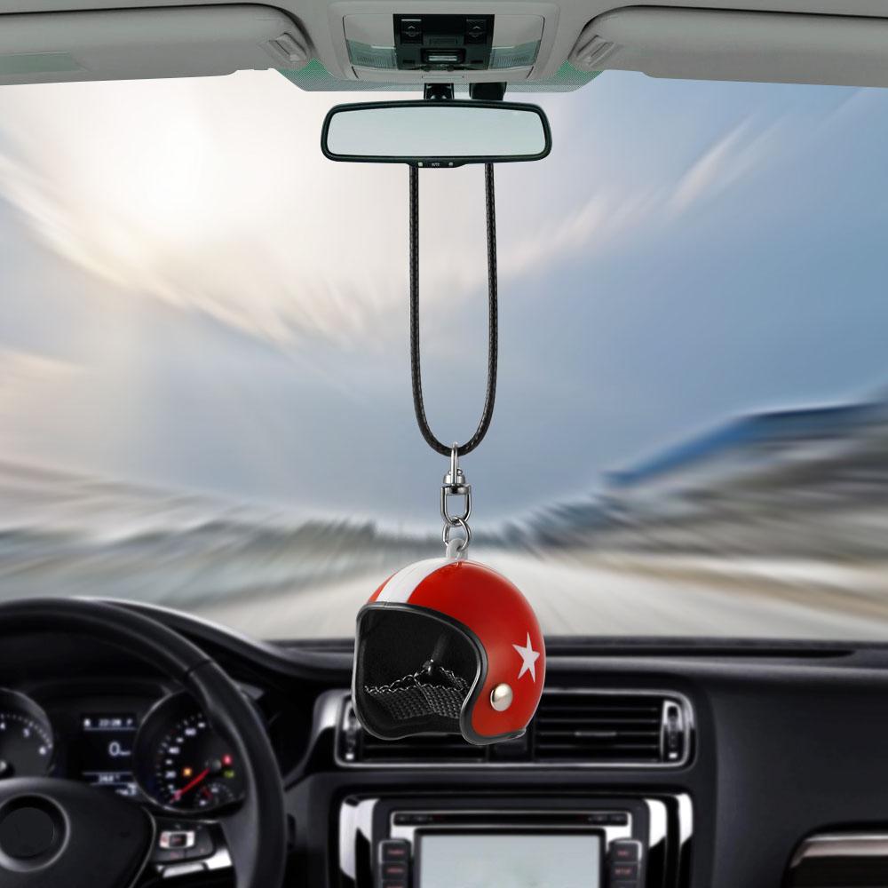 Cute Car Pendant Helmet Rearview Mirror Hanging Cartoon Automobile Interior Decoration Ornament Accessories Car Pendant