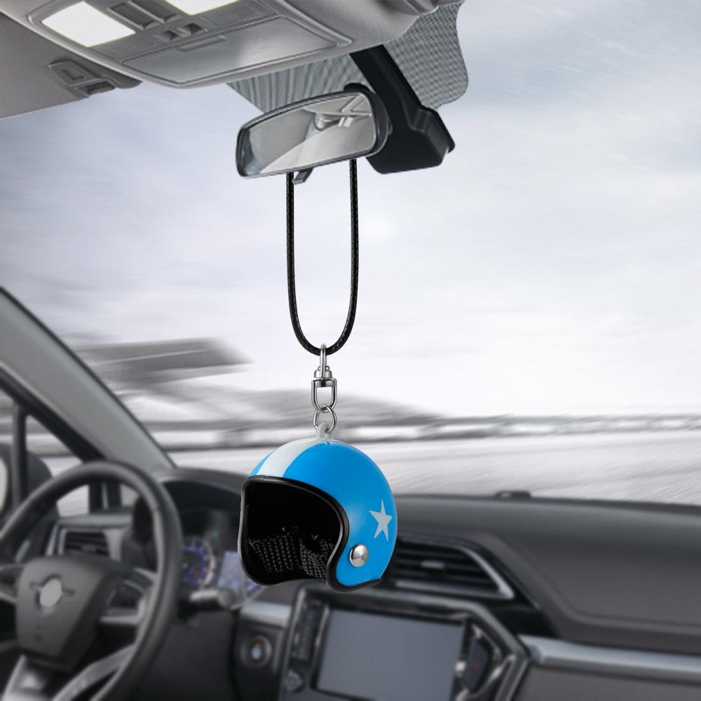 Cute Car Pendant Helmet Rearview Mirror Hanging Cartoon Automobile Interior Decoration Ornament Accessories Car Pendant