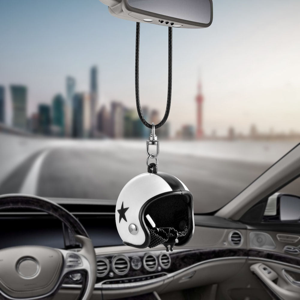 Cute Car Pendant Helmet Rearview Mirror Hanging Cartoon Automobile Interior Decoration Ornament Accessories Car Pendant