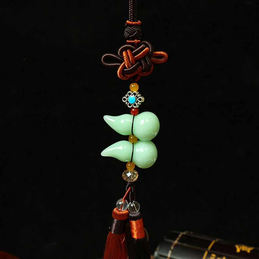 High-end Five Emperor Money Gourd Car Pendant Car Rear View Mirror Interior Pendant Chinese Knot Car Jewelry Pendant