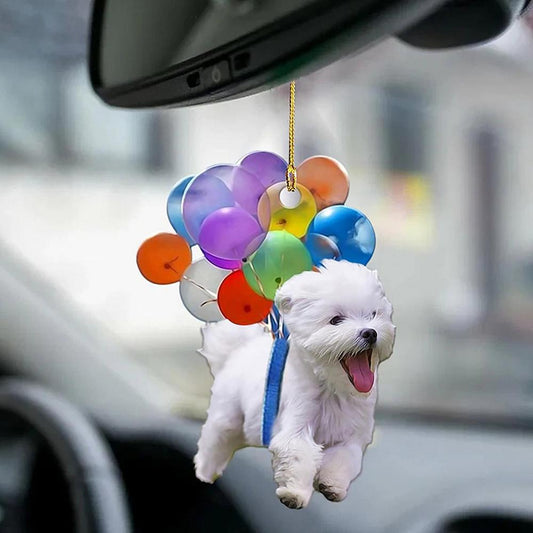 Car Pendant Colorful Balloon Puppy Cute Dog Ornament Automobiles Rearview Mirror Decoration Home Decor Car Interior Accessories