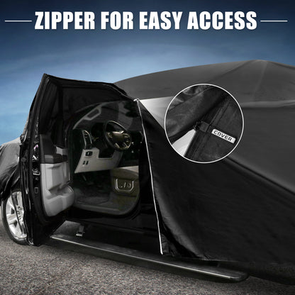 Autohaux Full Car Cover for Jeep Wrangler JK 2/4 Door Aluminum Film Outdoor Cover Weather Protection w/ Door Zipper