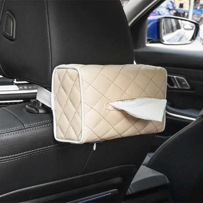 Universal PU Leather Car Tissue Box Cover Sun Visor Chair Back Hanging Type Car Tissue Box Armrest Box Towel Tissue Storage Case
