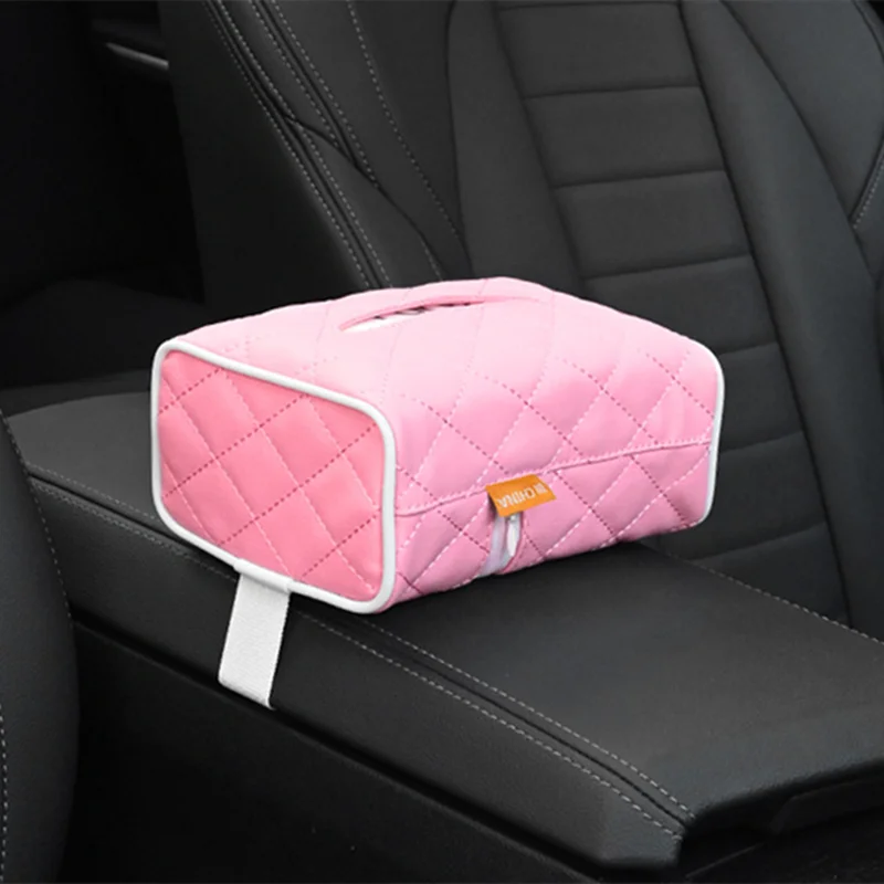Universal PU Leather Car Tissue Box Cover Sun Visor Chair Back Hanging Type Car Tissue Box Armrest Box Towel Tissue Storage Case